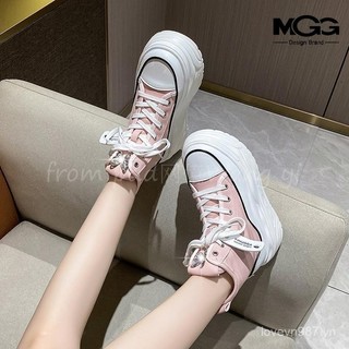 Giày vải bố cổ cao đế dày Giày thường ngày buộc dây Bánh xốp mẫu mỏng mùa hè cho Nữ Giày Nữ Dễ phối tăng chiều cao thân hình nhỏ Z8HD