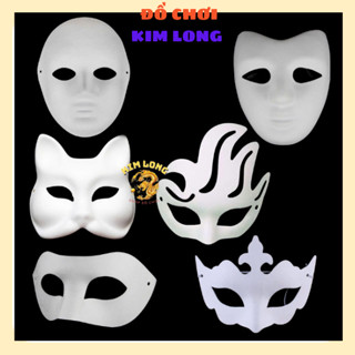 1 cái Mặt nạ giấy bồi trắng loại đẹp Kèm dây đeo chưa trang trí phụ kiện trang trí Halloween vẽ thủ công mỹ nghệ ẢNHTHẬT