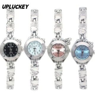 UPLUCKEY Đồng hồ đeo tay , Đồng hồ thạch anh trái tim rỗng bằng hợp kim, Đồng hồ thạch anh thông thường dành cho sinh viên nhiều màu