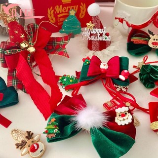Kẹp Tóc, Phụ Kiện Giáng Sinh Dễ Thương Thời Trang, Nơ Ông Già Noel Đổ Xô Tinh Tế Giáng Sinh Hươu Kẹp Tóc Cô Gái