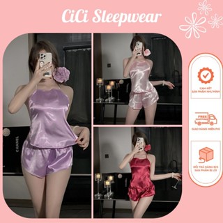 C18 Đồ ngủ gợi cảm mát mẻ- Yếm ngủ 2 mảnh trơn đơn giản cám dỗ CICI SLEEPWEAR