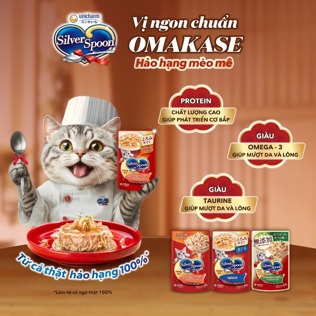 [Hộp 16 gói] Pate cho mèo Silver Spoon