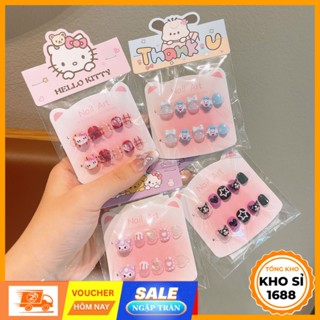  Hộp 12 móng tay giả thạch 3D Kurumi dán móng tay cho bé gái miếng dán móng cho bé phụ kiện làm đẹp E2175 