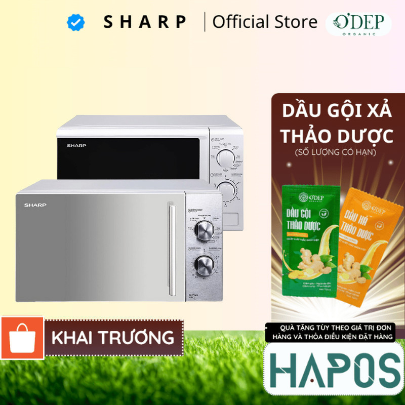 Lò vi sóng có nướng Sharp 20 lít Chính hãng, viba 700W nướng 1000W Microwave núm xoay cơ R-G222VN-S 