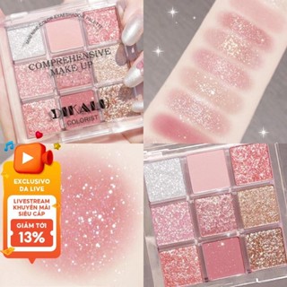  Bảng Phấn Mắt 9 Màu - Matte Shimmer & Glitter Finishes in Earth Tones Blue-Purple Smoky Shades 