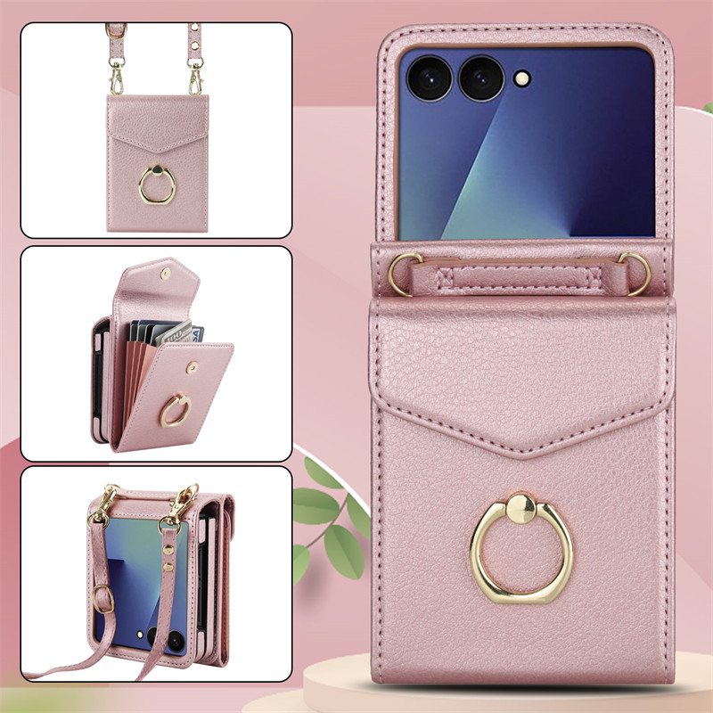 Dày Cho Samsung Galaxy Z Flip 7 6 5 4 3 7FE Ốp Lưng Ví Doanh Nhân Túi Cổ Điển Flip5 Flip6 Flip7 Flip