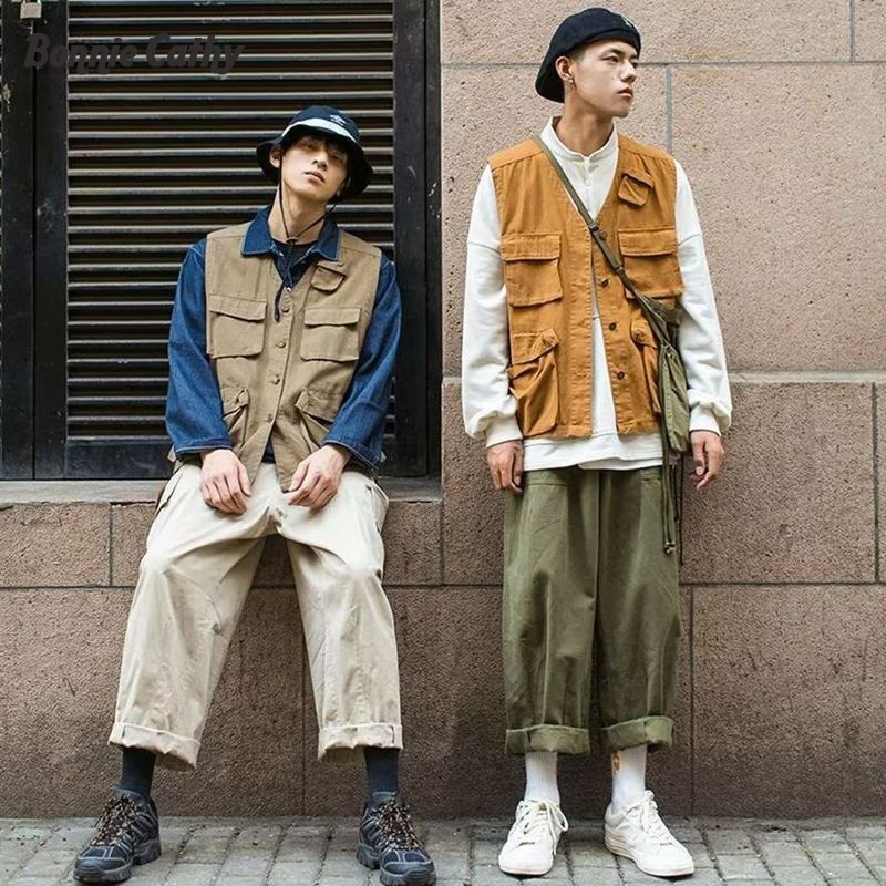 Bonnie Cathy  Áovest phong cách Nhật Bản, nhiều túi, tiện lợi mùa hè