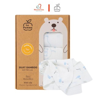  Set 5 khăn sữa sợi tre 2 lớp La Pomme 30x30cm cho bé sơ sinh mềm mịn thấm hút tốt - Monnie Kids 