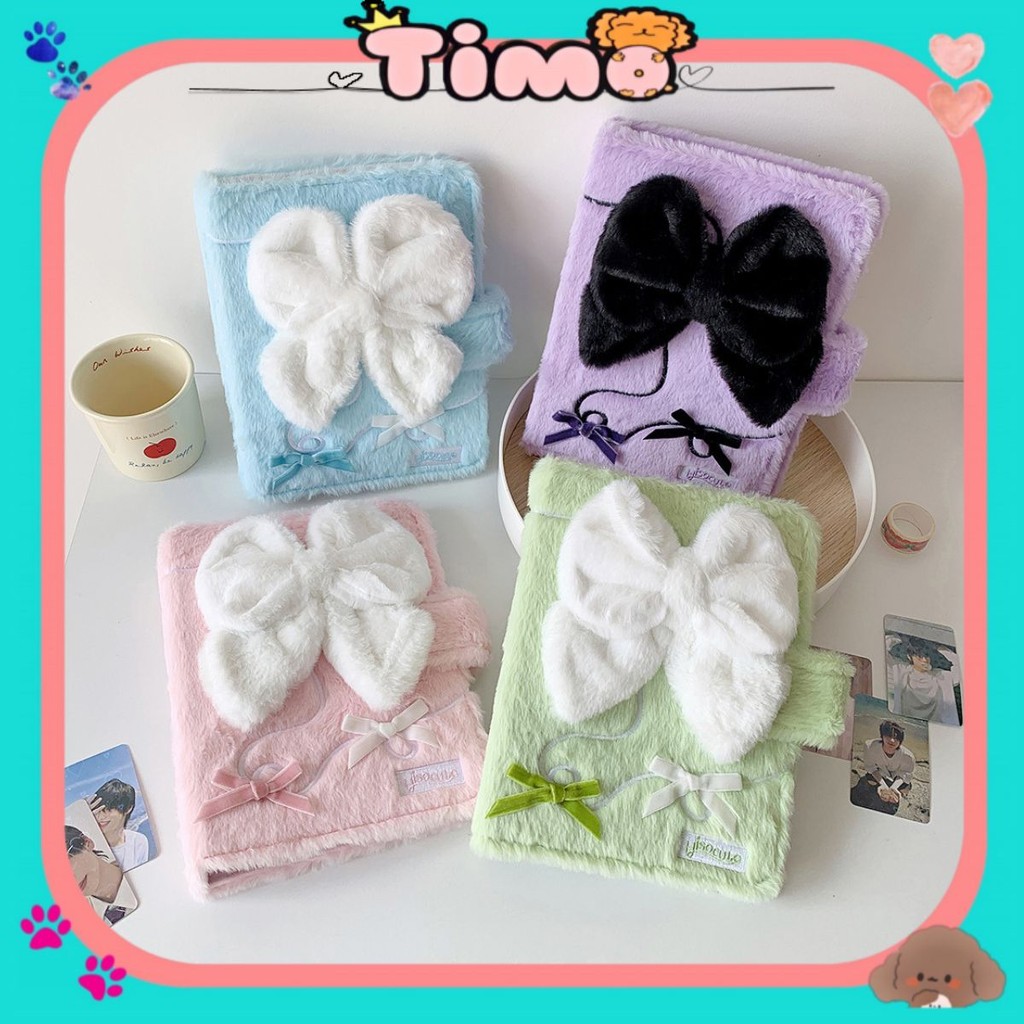 Binder A5 Sổ Đựng Card Lông Mềm Nơ To Gấu Bông Tiểu Thư Album Ảnh Idol Timo VPBL40