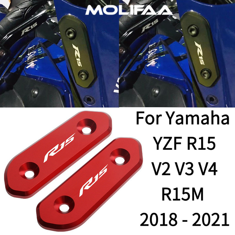 Dành Cho Xe Yamaha YZF R15 V2 V3 V4 R15M 2018 - 2021 Xe Máy CNC Gương Chiếu Hậu Lỗ Đế Bao Kính Chắn 