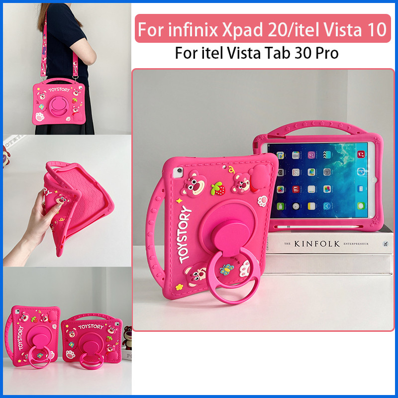 Dành cho infinix Xpad 20 itel Vista Tab 30 Pro itel Vista 10 Vỏ máy tính bảng silicon hình gấu dâu