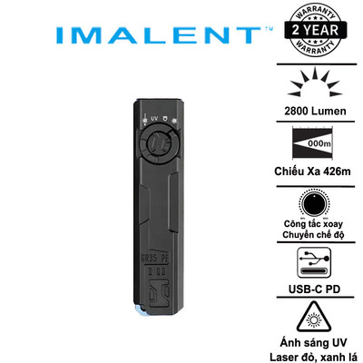 IMALENT GR35 – Đèn pin EDC đa năng 2800lm - 426m, Laser xanh, đỏ & UV