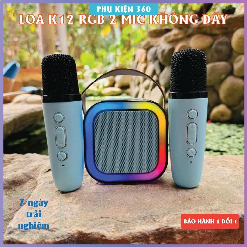 Loa kéo karaoke, Loa Bluetooth Karaoke Mini 2 Mic K1. Loa mini, Loa K12, Loa Karaoke Mini . CÓ ĐÈN L