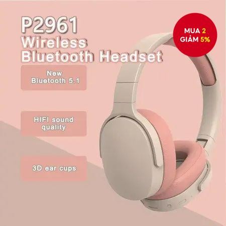 P2961 Tai nghe không dây Tai nghe Hifi âm thanh nổi Tai nghe trò chơi có Mic Tai nghe có thể gập lại Loa siêu trầm Hifi âm thanh nổi Tương thích với nhiều thiết bị | BigBuy360 - bigbuy360.vn