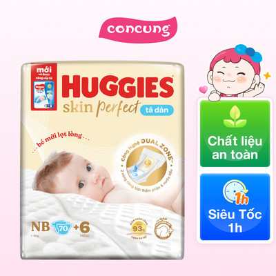 Tã dán lọt lòng Huggies Skin Perfect (Newborn, dưới 5kg, 70 miếng) Giao bao bì ngẫu nhiên - concung