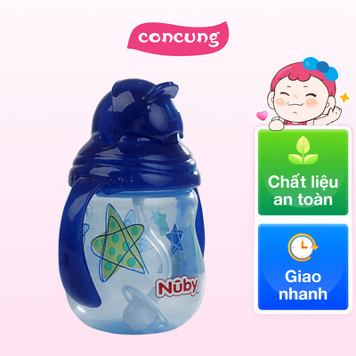 Bình uống nước ống hút Nuby 2 tay cầm 270ml - Xanh dương