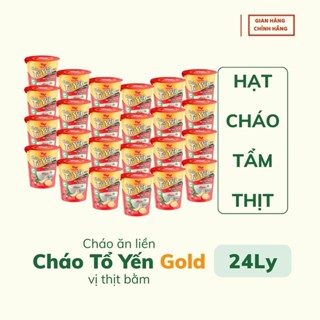24 Ly / thùng Cháo Tổ Yến Gold Thịt Bằm, cháo ly ăn liền cho sinh viên, nhân viên văn phòng, du lịch