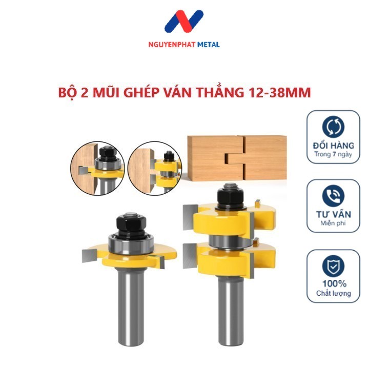 Mũi Phay Gỗ Ghép Ván Thẳng – Ghép Ván Dày 12–38mm, Chuẩn Cốt 12.7mm