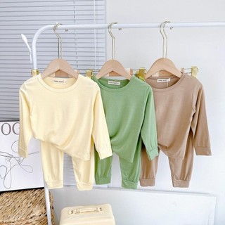Combo 3 Bộ quần + áo dài tay màu trơn thun lạnh HS cho bé 4 đến 15kg