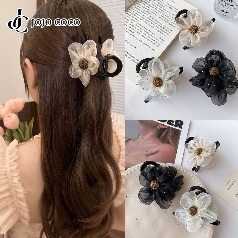 Jojo COCO Lưới Hoa Kẹp Tóc Cao Cấp Nữ Kẹp Tóc Phụ Kiện