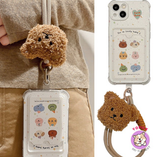 Dây đeo cổ tay búp bê gấu dễ thương cho IPhone 11 12Promax 13Mini 14 15Plus 11 Pro Max X XS XR XS Max 7 8 Plus SE2020 6 6Plus Vỏ điện thoại Vỏ thẻ có dây treo nữ