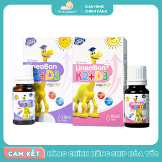 Vitamin D3 K2 LineaBon bổ sung Vitamin D3 và Vitamin K2, giúp hấp thụ canxi cho bé, có tem phụ