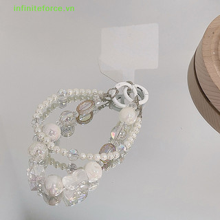 [Invn] Dây chuyền điện thoại đính cườm nơ pha lê Hàn Quốc Y2K Hạt thẩm mỹ Dây điện thoại Dây đeo cổ tay chống mất Móc khóa Camera Dây đeo điện thoại quyến rũ [VN]