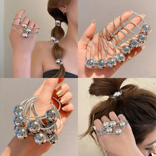 Haimeikang 5 Cái / bộ Mới Bạc Bóng Tóc Dây Tính Khí Đơn Giản Nữ Đuôi Ngựa Đàn Hồi Cao Bền Dây Buộc Tóc Phụ Kiện Tóc