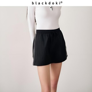  BLACKDOKI Quần giả váy phối  kẻ chất gió đen short nam nữ Menswear Womenswear 