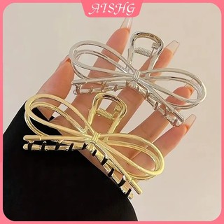 AISHG Kim Loại Nơ Lớn Kẹp Tóc Nữ Bạc Lấy Kẹp Phụ Kiện Tóc Thời Trang