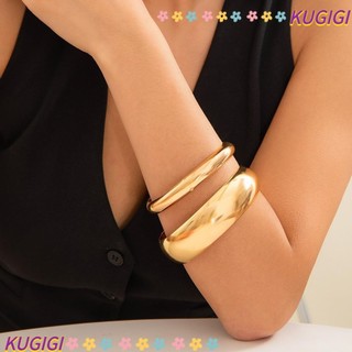 Kugigi 3 Cái / bộ Nhẫn Vòng Tay, Kim Loại Punk Hình Học Big Bangles, Punk Mịn Nhiều Lớp Chunky Rộng Đóng Vòng Tay Nữ Đảng