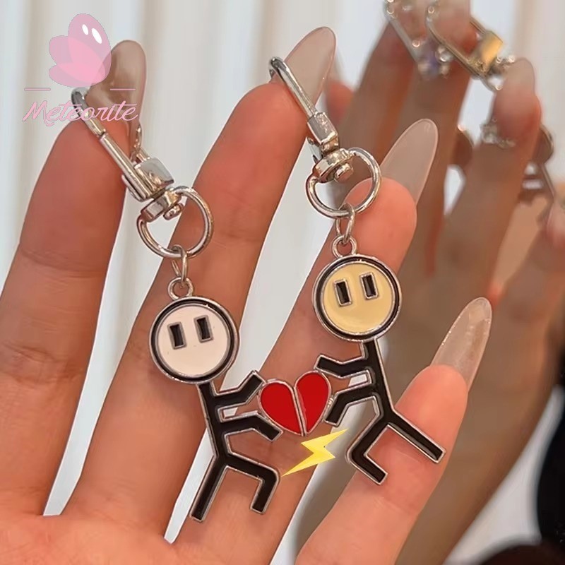 1 Cặp Móc Khóa Hút Từ Tính Graffiti Stickman - Tình Yêu Kết Hợp Hình Trái Tim Nam Châm Vòng Chìa Khó