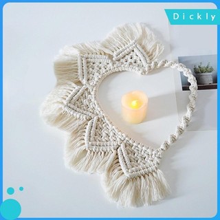 Dickly Bohemian Heart Macrame Tấm Thảm Dệt Tay Viền Dreamcatcher Treo Tường Cho Ký Túc Xá Phòng Khách Nền Trang Trí Căn Hộ
