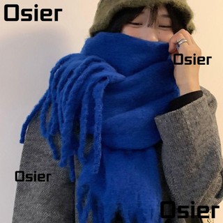 Khăn quàng cổ tua dài OSIER1, Khăn choàng Cashmere mùa đông ấm áp Mohair, Khăn choàng quấn màu trơn dày thanh lịch cho bé gái