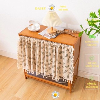  Rèm Luồn Treo Hoạ Tiết Chùm Lá Đính Kèm Ren Che Tủ Bếp Tủ Tivi Tủ Giày 