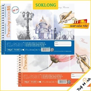 Vở vẽ lò xo xé Sổ KLONG, ký họa thuận tiện B5 50 tờ KLong-MS723 (Nhiều màu)