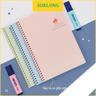 Vở note cornell B5 Klong 200-120-80 trang lò xo đơn C Notes dot và caro 6x6mm SOKLONG sổ Klong