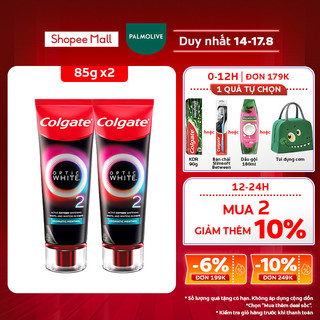 Bộ 2 Kem Đánh Răng Colgate trắng răng TRONG 3 NGÀY Optic White O2 với Oxy Hoạt Tính 85g/tuýp