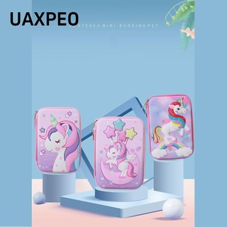 LEILY Stationery Box Unicorn Pencil Case Children's 3D Cartoon Pencil Box School Student Smiggle Large Large Capacity EVA Pencil Case