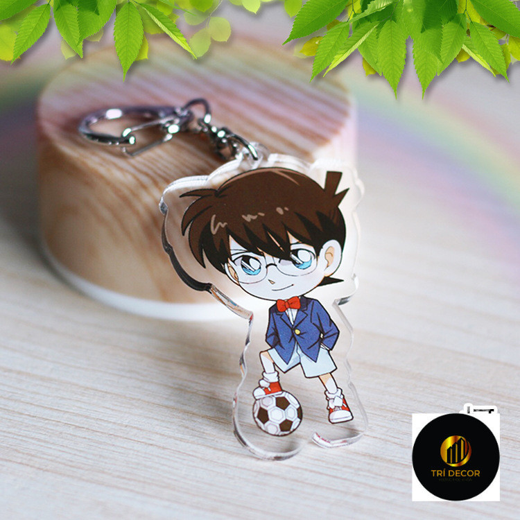 Anime acrylic mặt dây chuyền 2 mặt Conan Kudo Shinichi Maorilan móc khóa phiên bản dày