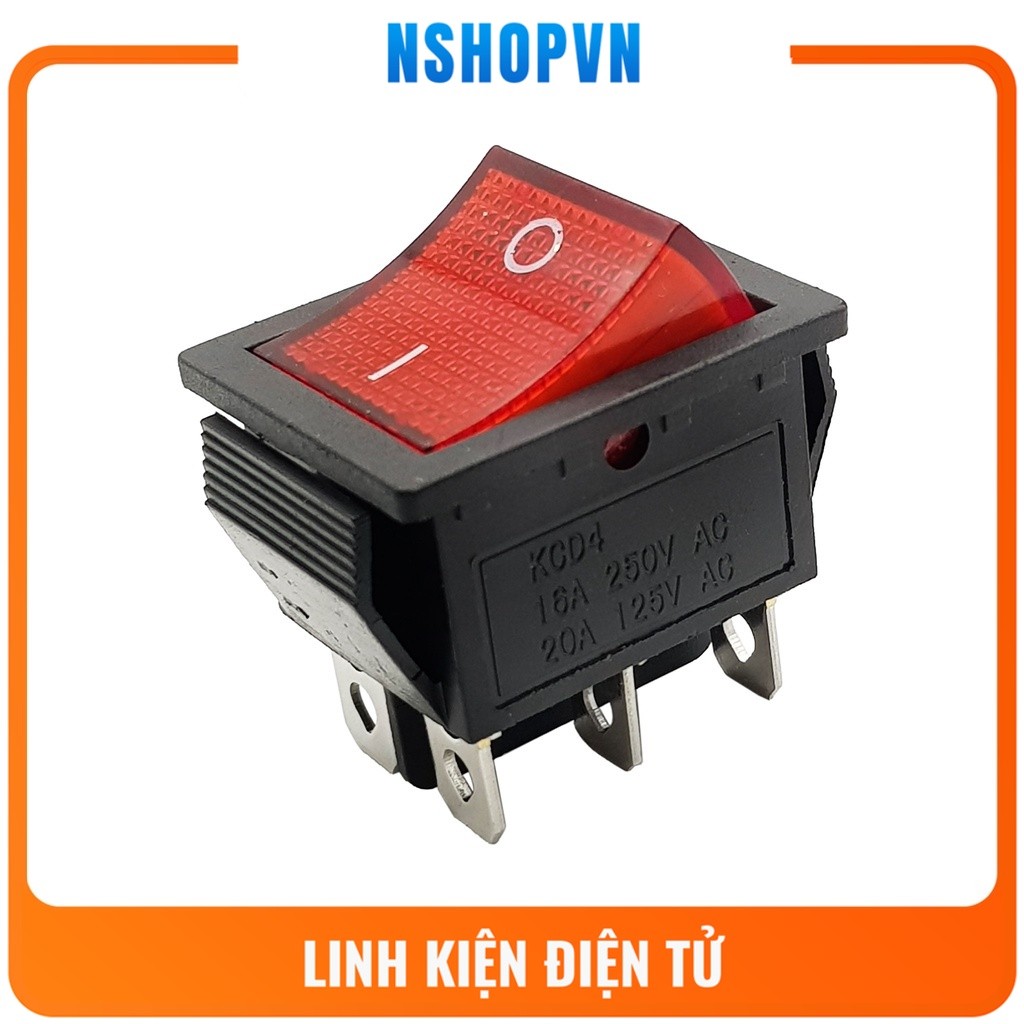 Công tắc 6 chân 2 vị trí KCD4 màu đỏ