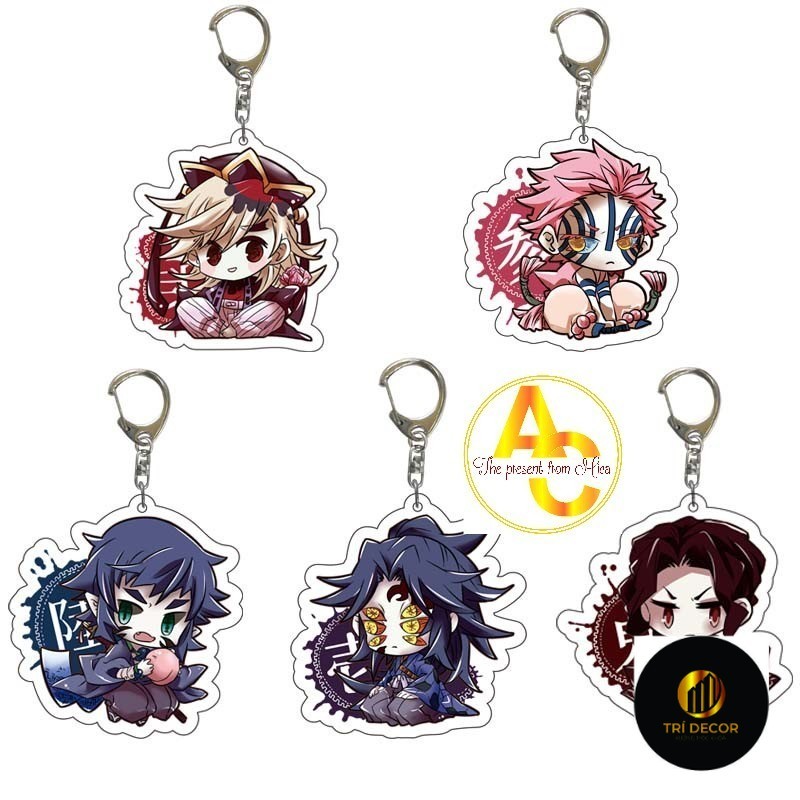 Móc Khóa Anime Nhật Bản Muzan Akaza Douma Kokushibou Móc Khóa Túi Acrylic Mặt Dây Chuyền Móc Khóa