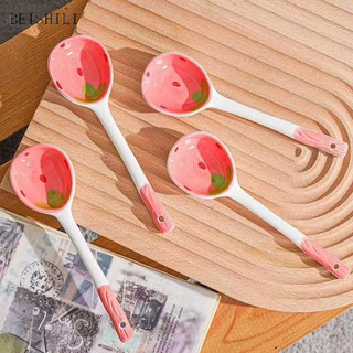 Benvdsg > Thìa Canh Dâu Gốm Dễ Thương Kawaii Kem Hàn Quốc Muỗng Tráng Miệng Có Tay Cầm Dài Bộ Đồ Ăn Nhà Bếp Phụ Kiện Cũng