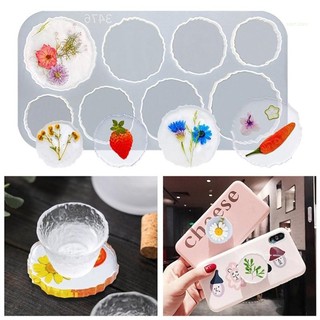San * DIY Tròn Coaster Khuôn Silicon Cho Nhựa Epoxy Placemat Khay Kệ Khuôn Nhựa