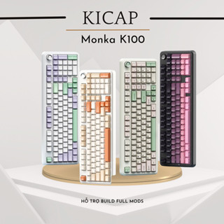Bàn phím cơ Monka K100 OG Full size có numpad | 3 mode, RGB, hotswap | Gasket mount | Núm xoay màu retro cổ điển