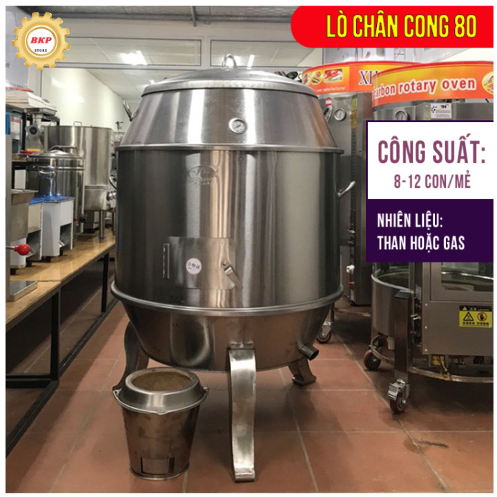 BKP- Lu Nướng Gà Vịt chạy Than hoặc Ga Inox Dạng Chân Cong Phi 80 - 90  Lu Nướng Loại 1 - Chân Cong