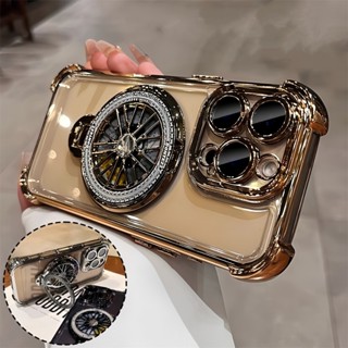 Ốp lưng Giá đỡ con quay hồi chuyển xoay từ tính mạ vỏ cho iPhone 16 15 14 13 12 11 Pro max plus Vỏ bảo vệ chống sốc trong suốt