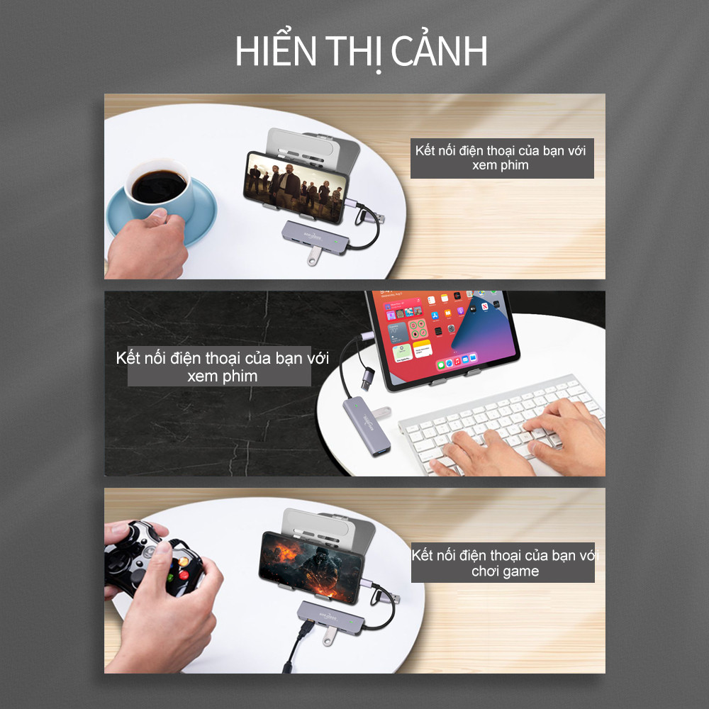 Nhiều Hub USB 3.0 Cổng Loại C GOOJODOQ Cho Laptop HDMI PD Sạc Âm Thanh VGA RJ45 | BigBuy360 - bigbuy360.vn
