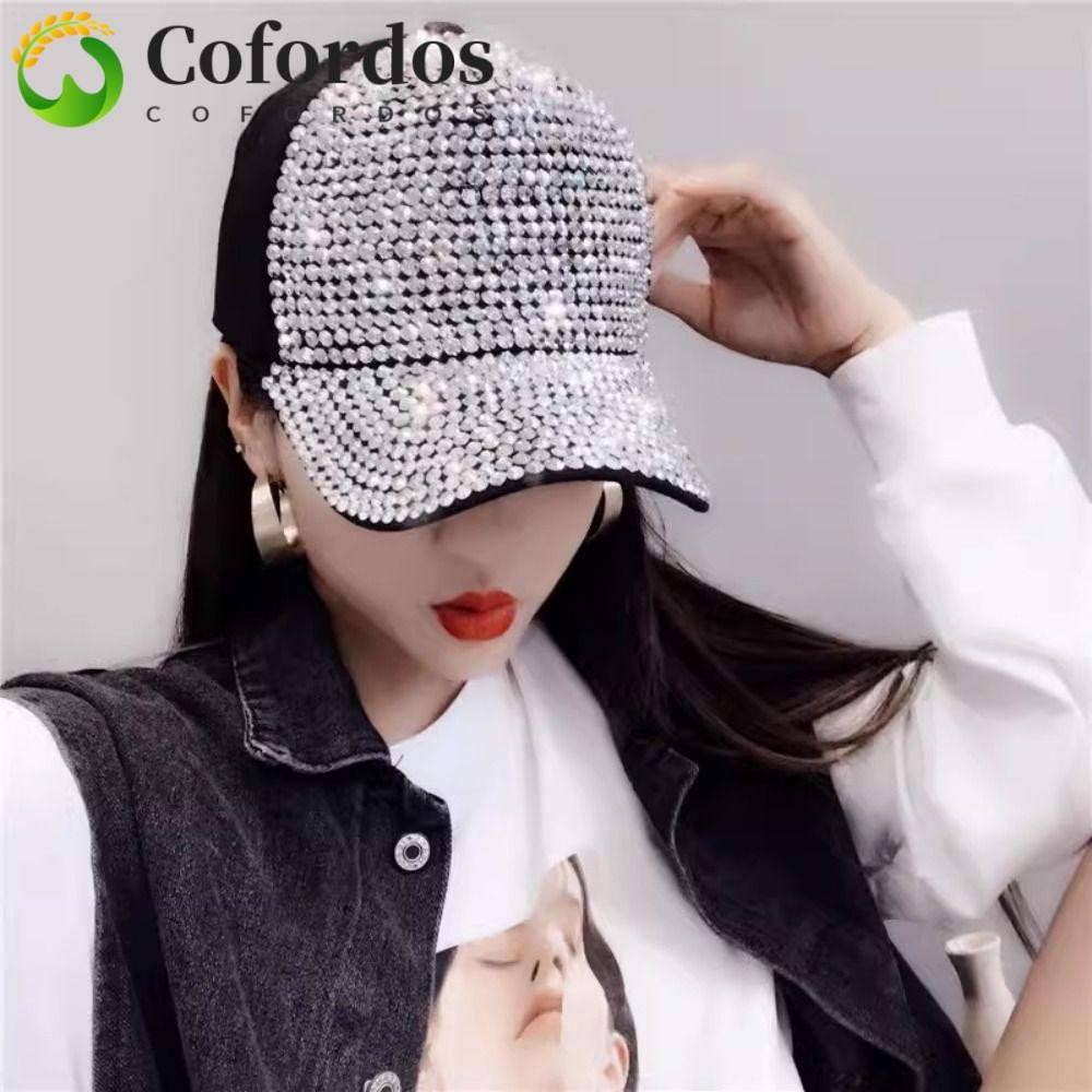 Mũ bóng chày đính đá, Mũ chống nắng lấp lánh, Mũ bóng chày Cotton đơn giản Mũ chống nắng Mũ lưỡi trai thể thao