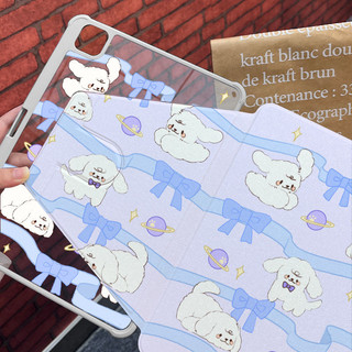  Dành Cho iPad Case Gen7 / 8 / 9 10.2 Air4 Air5 Air6 10.9 Pro11 2020 / 2021 Chất Liệu Lụa Chống Rơi Bút Bộ iPad Thỏ Nơ Graffiti
